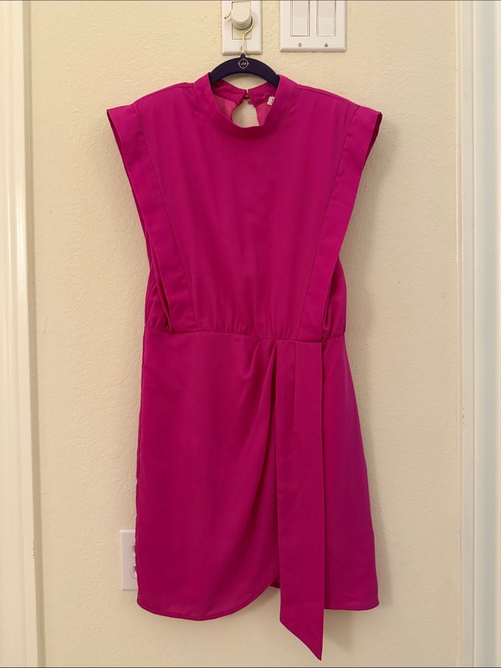 TCEC Fuchsia Mock-Neck Women’s Dress with Side Sash